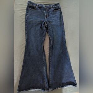 American Eagle Outfitters Super High Rise Dark Blue Flare Jeans